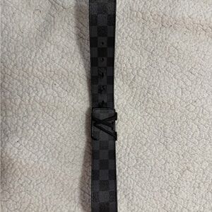 Louis Vuitton Black Damier Graphite Leather Belt with LV Buckle